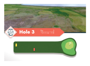 Hole 3 at Garðavöllur undir Jökli golf course, with par and handicap