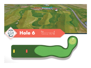 Hole 6 at Garðavöllur undir Jökli golf course, with par and handicap